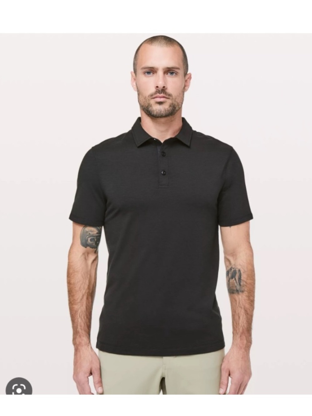 Lululemon Men's Classic Short Sleeve Black Polo Collared Shirt Size Medium